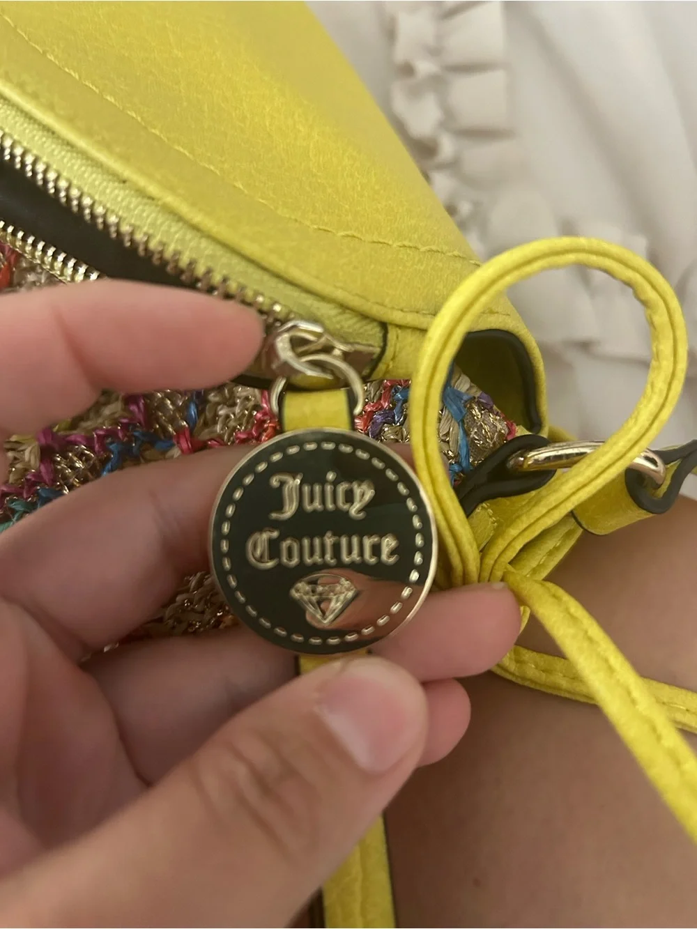 Juicy Couture Yellow Woven Multicolor Crossbody Bag
